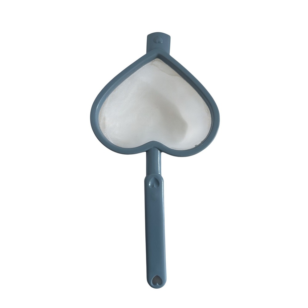 Heart Shaped Fine Mesh Strainer Dusty Blue Plastic Kitchen Sifter Aesthetic